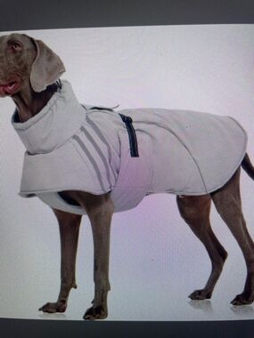 Dog Cold Weather Gray Puffer Coat w/reflective strips waterproof snowsuit XL